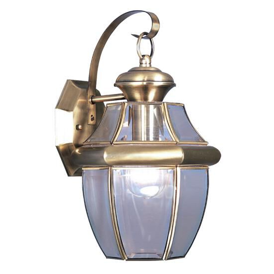 Shown in Antique Brass finish and Clear Beveled glass